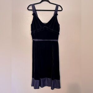 Marc by Marc Jacobs Velvet Silk Ruffle Midi Dress size 8 Blue